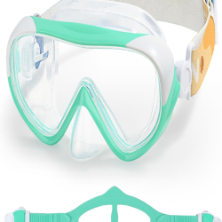 Kids Swim Mask - Ultimate 180° Kids Swim Goggles Anti-Fog Child Diving Mask Leak-Proof Kids Goggles with Nose Cover and Fabric Strap for Ages 4-14 for Swimming, Snorkeling and Diving