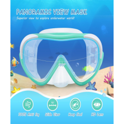 Kids Swim Mask - Ultimate 180° Kids Swim Goggles Anti-Fog Child Diving Mask Leak-Proof Kids Goggles with Nose Cover and Fabric Strap for Ages 4-14 for Swimming, Snorkeling and Diving