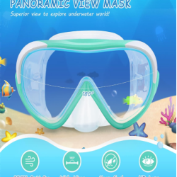 Kids Swim Mask - Ultimate 180° Kids Swim Goggles Anti-Fog Child Diving Mask Leak-Proof Kids Goggles with Nose Cover and Fabric Strap for Ages 4-14 for Swimming, Snorkeling and Diving
