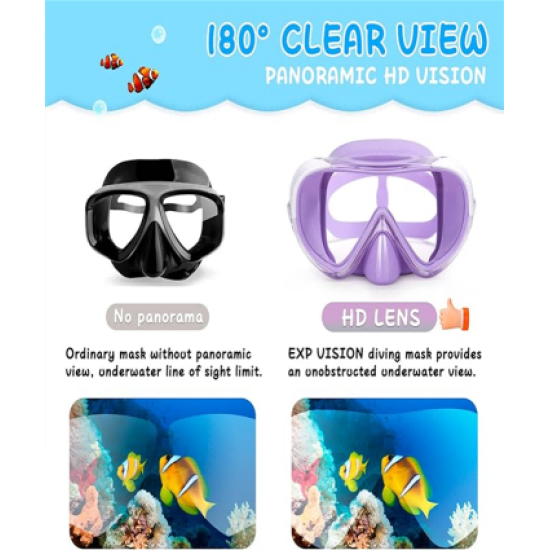 Kids Swim Mask 180° Snorkel Diving Mask, Anti-Fog Child Swim Goggles with Nose Cover No-Leak Swimming Goggles Anti-Shattered Lens Kids Swim Mask 180° Snorkel Diving Mask, Anti-Fog Child Swim Goggles with Nose Cover No-Leak Swimming Goggles Anti-Shattered Lens