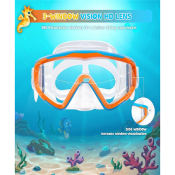Kids Swim Mask - 180° Anti-Fog Swim Goggles for Child Snorkeling Diving Mask Leak-Proof Kids Goggles with Nose Cover for Youth Boys & Girls