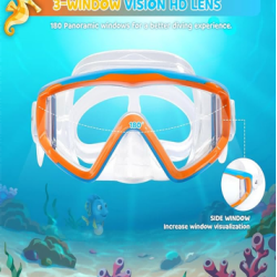 Kids Swim Mask - 180° Anti-Fog Swim Goggles for Child Snorkeling Diving Mask Leak-Proof Kids Goggles with Nose Cover for Youth Boys & Girls