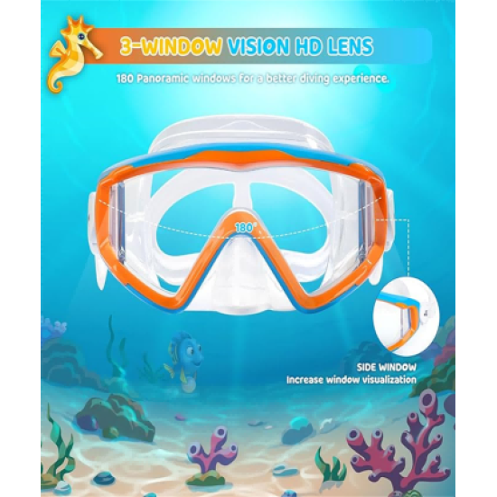 Kids Swim Mask - 180° Anti-Fog Swim Goggles for Child Snorkeling Diving Mask Leak-Proof Kids Goggles with Nose Cover for Youth Boys & Girls Kids Swim Mask - 180° Anti-Fog Swim Goggles for Child Snorkeling Diving Mask Leak-Proof Kids Goggles with Nose Cover for Youth Boys & Girls