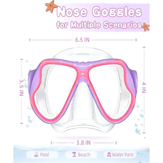 Kids Swim Goggles Diving Mask for Youth 5-14, Tempered Glass Lens, 180° HD View Goggles with Nose Cover for Pool Beach Kids Swim Goggles Diving Mask for Youth 5-14, Tempered Glass Lens, 180° HD View Goggles with Nose Cover for Pool Beach