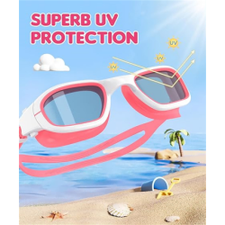 Kids Swim Goggles,Swimming Goggles for Kids 6-14, Anti-Fog UV Protection Pool Goggles for Boys Girls