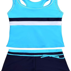 Girls Swimsuit Two Piece Tankini Swimwear with Boyshort