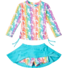 Girls Rash Guard Two Pieces Bathing Suit Long Sleeve Swimsuit Swimming Skirt with Shorts Swimwear