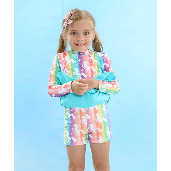 Girls Rash Guard Two Pieces Bathing Suit Long Sleeve Swimsuit Swimming Skirt with Shorts Swimwear Girls Rash Guard Two Pieces Bathing Suit Long Sleeve Swimsuit Swimming Skirt with Shorts Swimwear