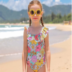 Swimsuits Toddler Bathing Suit Little Kids Cute Swimwear Quick Dry Striped Ruffle Floral Size 2-10T