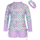 Girls Swimsuit Long Sleeve Rashguard Set 2-Piece Bathing Suit 6-14Y Girls Swimsuit Long Sleeve Rashguard Set 2-Piece Bathing Suit 6-14Y