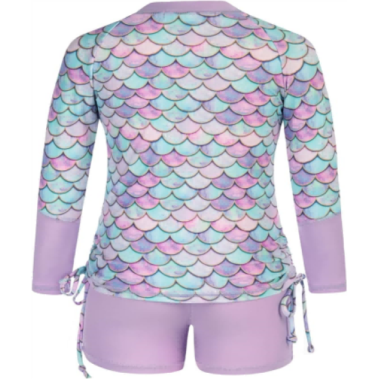 Girls Swimsuit Long Sleeve Rashguard Set 2-Piece Bathing Suit 6-14Y Girls Swimsuit Long Sleeve Rashguard Set 2-Piece Bathing Suit 6-14Y