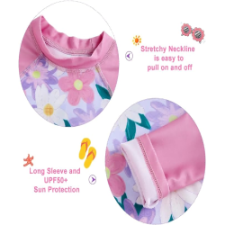 Girls Rash Guard Swimsuit Set Long Sleeve Two Piece Bathing Suit with UPF 50+ UV 2-10 Years