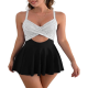Women Cutout One Piece Skirt Swimsuit V Neck Wrap Tie Back Swimdress Tummy Control Bathing Suit Women Cutout One Piece Skirt Swimsuit V Neck Wrap Tie Back Swimdress Tummy Control Bathing Suit