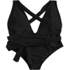 Sexy Tie Criss Cross Plunge One Piece Thong Swimsuit High Cut Brazilian Bathing Suit