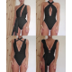 Sexy Tie Criss Cross Plunge One Piece Thong Swimsuit High Cut Brazilian Bathing Suit Sexy Tie Criss Cross Plunge One Piece Thong Swimsuit High Cut Brazilian Bathing Suit