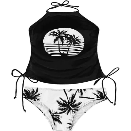 Womens Two-Piece Tankini Set Cow Skull with Leopard Print Sets Swimwear Tankini Top Sets Swimwear Womens Two-Piece Tankini Set Cow Skull with Leopard Print Sets Swimwear Tankini Top Sets Swimwear