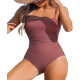 Women Swimsuit One Piece Bathing Suit Square Neck Cutout Back Tummy Control with Adjustable Spaghetti Straps Women Swimsuit One Piece Bathing Suit Square Neck Cutout Back Tummy Control with Adjustable Spaghetti Straps