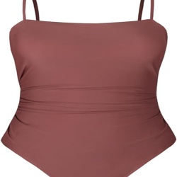 Women Swimsuit One Piece Bathing Suit Square Neck Cutout Back Tummy Control with Adjustable Spaghetti Straps