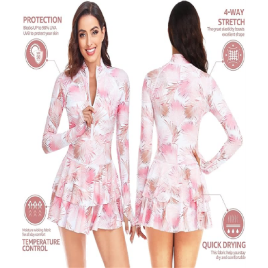 Rash Guard for Women, 1 Piece Modest Swimsuits for Women - Long Sleeve Swimsuits UV UPF 50+ Swim Shirt Rash Guard for Women, 1 Piece Modest Swimsuits for Women - Long Sleeve Swimsuits UV UPF 50+ Swim Shirt