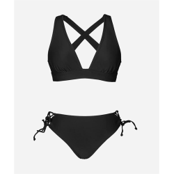 Bikini Set for Women Two Piece Swimsuit V Neck Triangle Top Wide Straps Cross Back Lace up Mid Rise