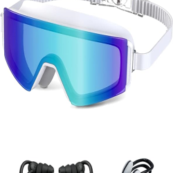 Swim Goggles,Wide View Anti Fog&UV Swimming Goggles for Audlt, No Leaking Swim Glasses for Men Women Youth