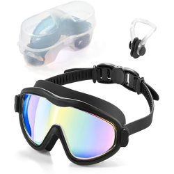 Swim Goggles for Adult, No Leaking Anti-Fog UV Protection Swimming Goggles,180° Wide View Clear Vision Pool Goggles
