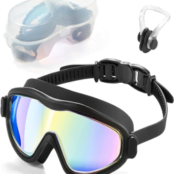 Swim Goggles for Adult, No Leaking Anti-Fog UV Protection Swimming Goggles,180° Wide View Clear Vision Pool Goggles