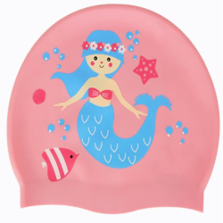 Children's silicone swimming cap boys girls long hair waterproof ear protection does not strangle head cute swim cap swimming equipment