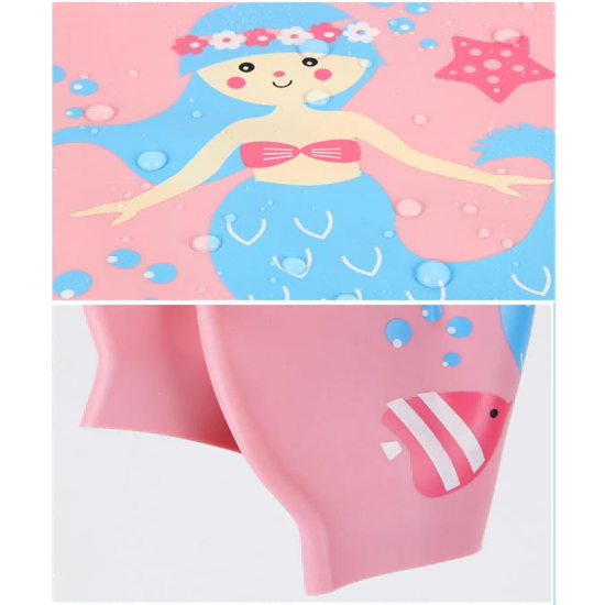 Children's silicone swimming cap boys girls long hair waterproof ear protection does not strangle head cute swim cap swimming equipment Children's silicone swimming cap boys girls long hair waterproof ear protection does not strangle head cute swim cap swimming equipment