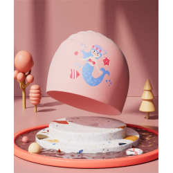 Children's silicone swimming cap boys girls long hair waterproof ear protection does not strangle head cute swim cap swimming equipment