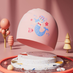 Children's silicone swimming cap boys girls long hair waterproof ear protection does not strangle head cute swim cap swimming equipment