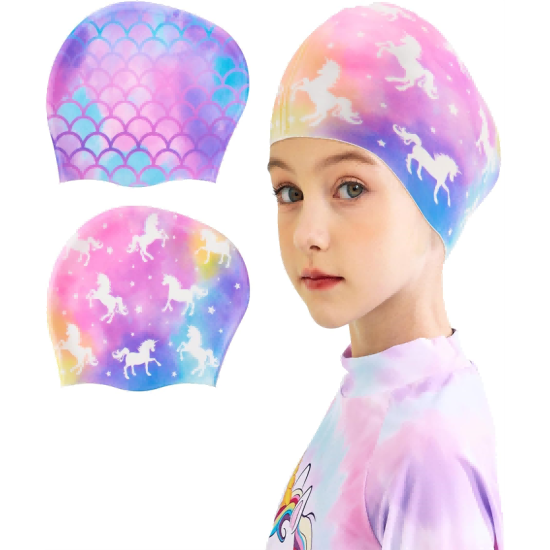 2 Pack Kids Swim Cap Durable Silicone Swim Caps for Boys Girls Toddler Waterproof Bathing Pool Swimming Caps Comfortable Kids Mermaid Unicorn Swimming Hats for Long and Short Hair 2 Pack Kids Swim Cap Durable Silicone Swim Caps for Boys Girls Toddler Waterproof Bathing Pool Swimming Caps Comfortable Kids Mermaid Unicorn Swimming Hats for Long and Short Hair