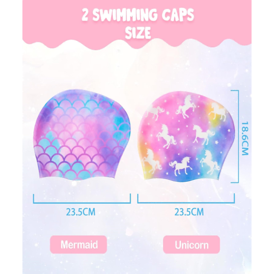 2 Pack Kids Swim Cap Durable Silicone Swim Caps for Boys Girls Toddler Waterproof Bathing Pool Swimming Caps Comfortable Kids Mermaid Unicorn Swimming Hats for Long and Short Hair 2 Pack Kids Swim Cap Durable Silicone Swim Caps for Boys Girls Toddler Waterproof Bathing Pool Swimming Caps Comfortable Kids Mermaid Unicorn Swimming Hats for Long and Short Hair