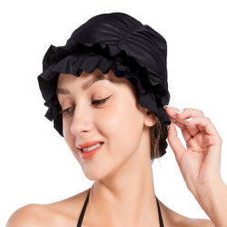 Adult Swimming Cloth Cap High Stretch Breathable Polyester Comfortable Swimming Cap Long Hair Ladies