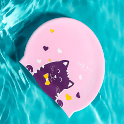 Children's swim cap silicone girls boys professional swimming waterproof cap cartoon cute elastic swimming cap