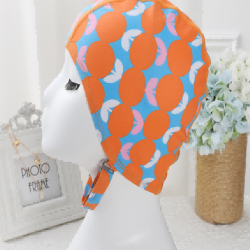 Cartoon Printed Swimming Cap Female Cute Long Hair Swimming Cap Fabric Ladies Adult Swimming Cap