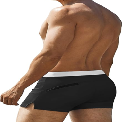 Men's Square Leg Swim Briefs Printed Swimsuit Athletic Swimwear Bathing Suit Swimming Trunks